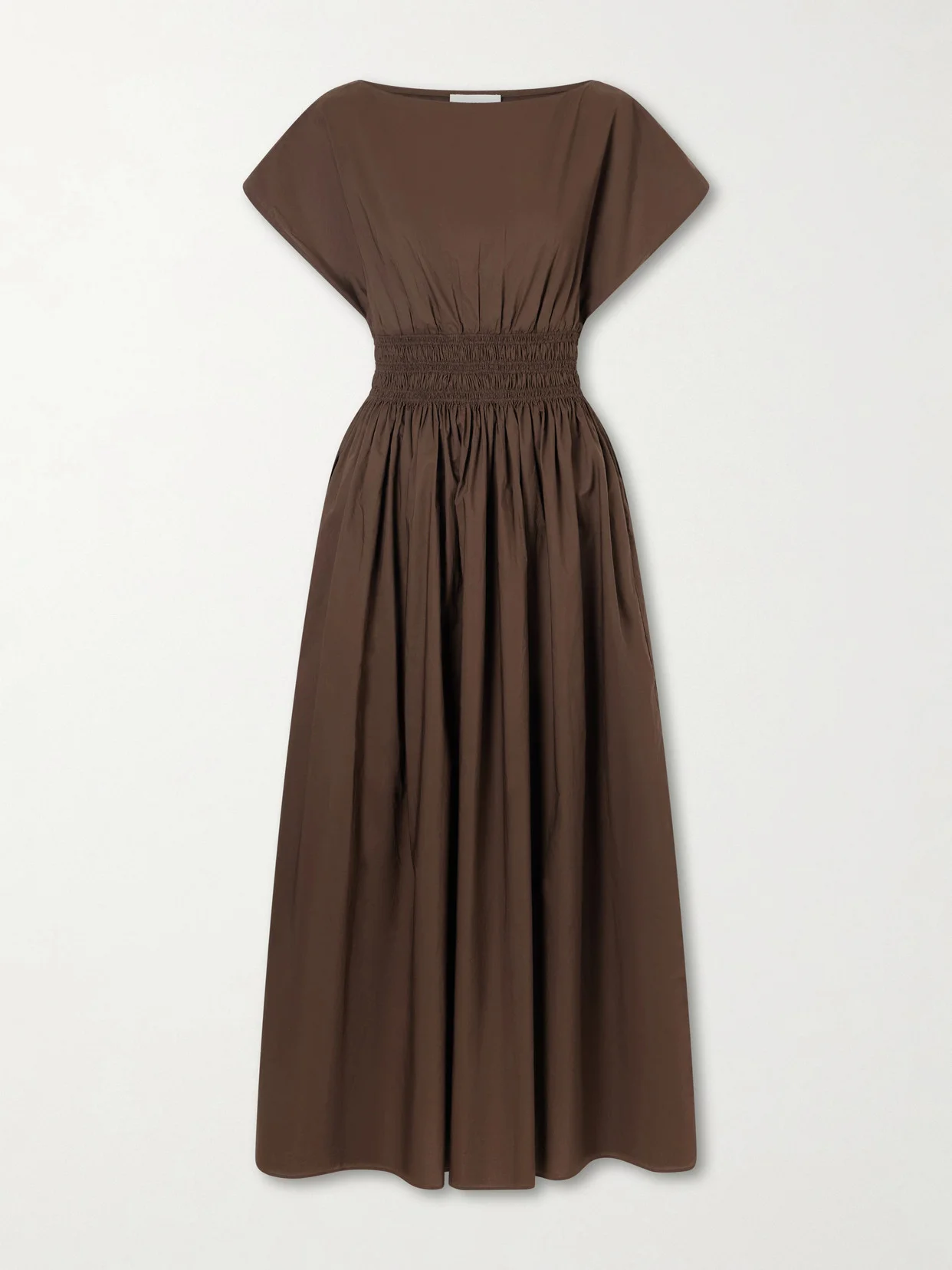Shirred Organic Cotton-poplin Maxi Dress - 1
