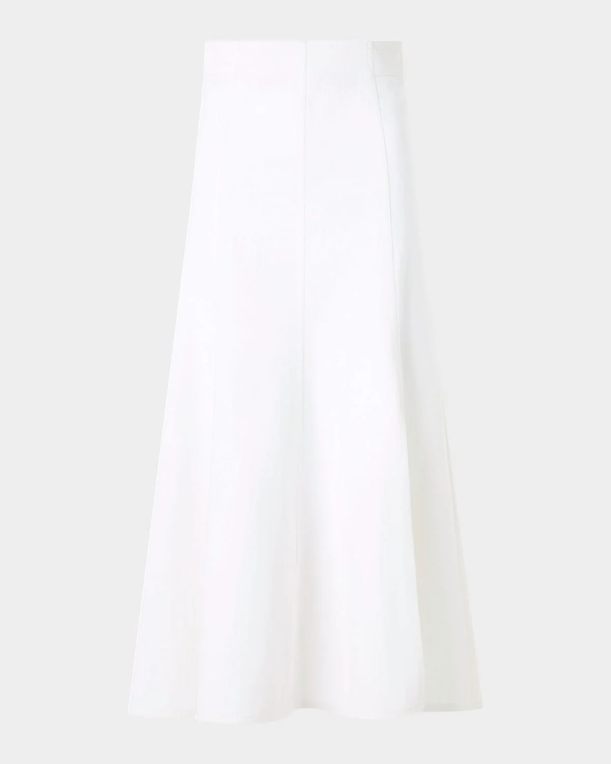 High-Waist Front Pleat Stretch Denim Midi Skirt - 1