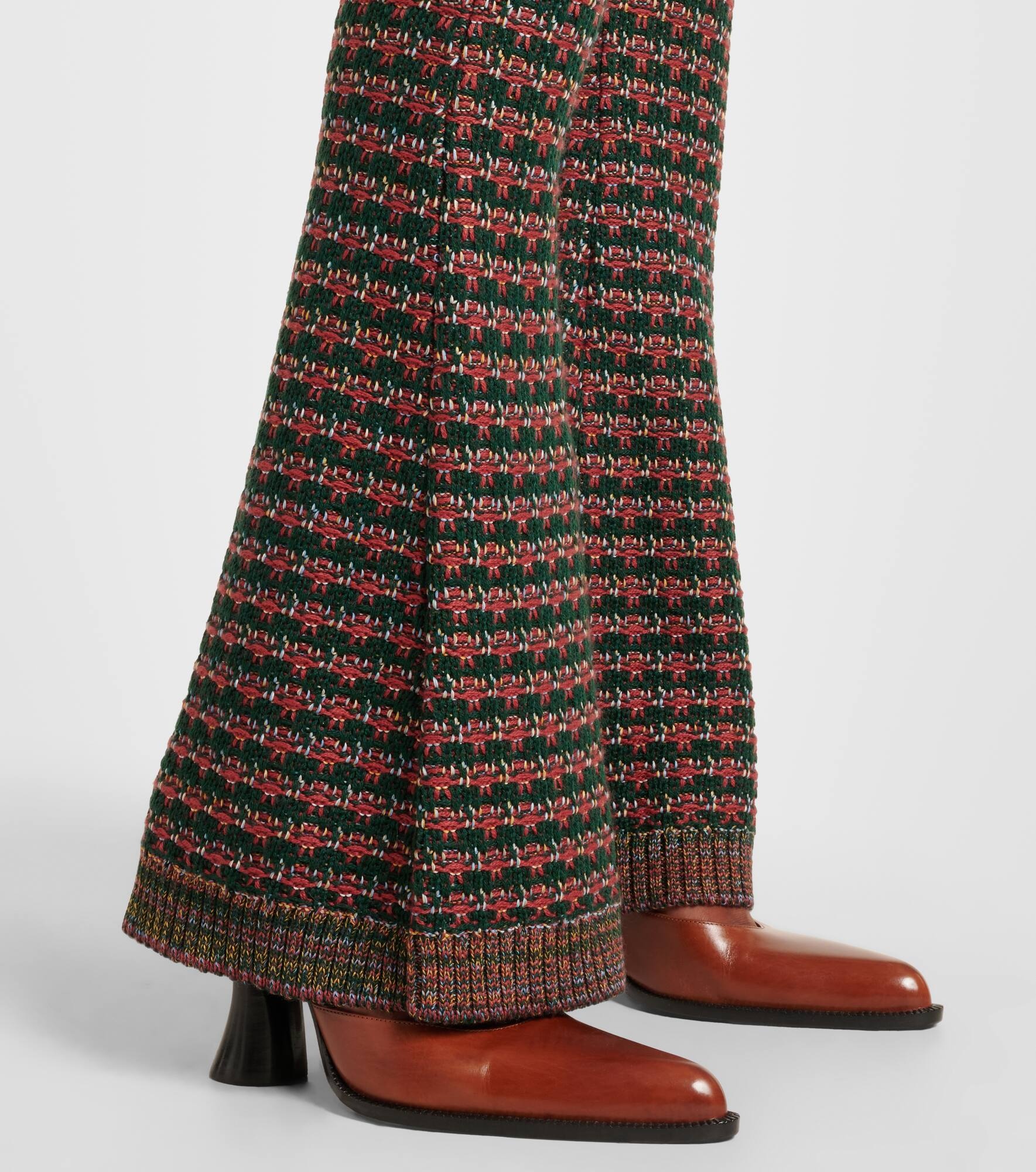 Embroidered high-rise flared pants - 5