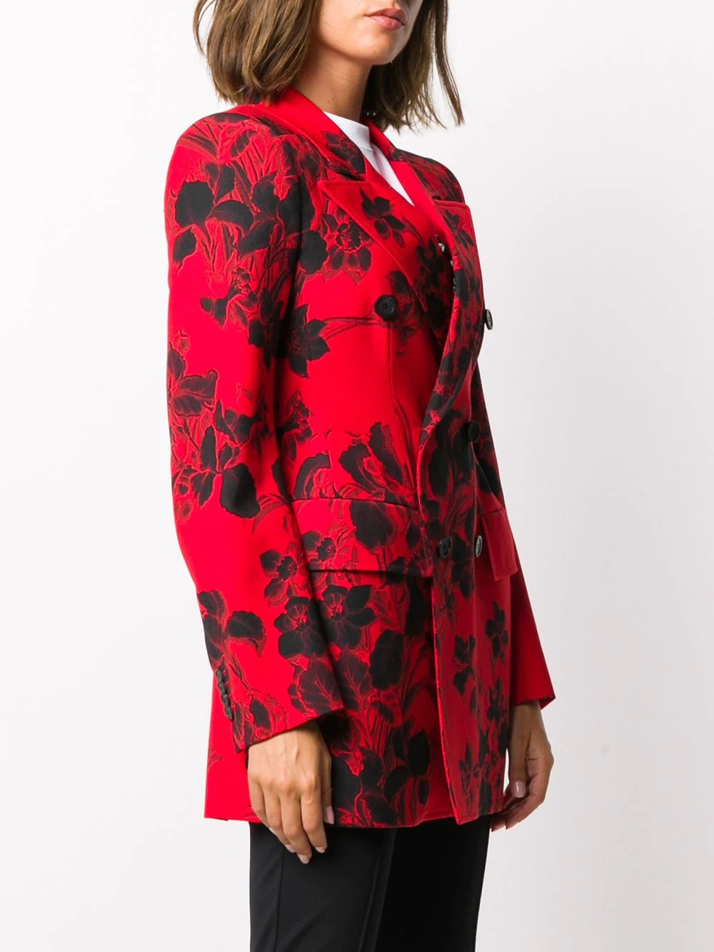 floral jacquard hourglass blazer - 3