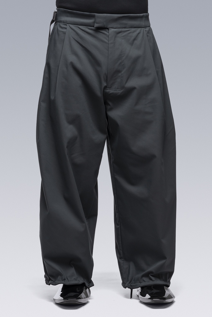 P48-CH Micro Twill Pleated Trouser Schwarzgrün - 1