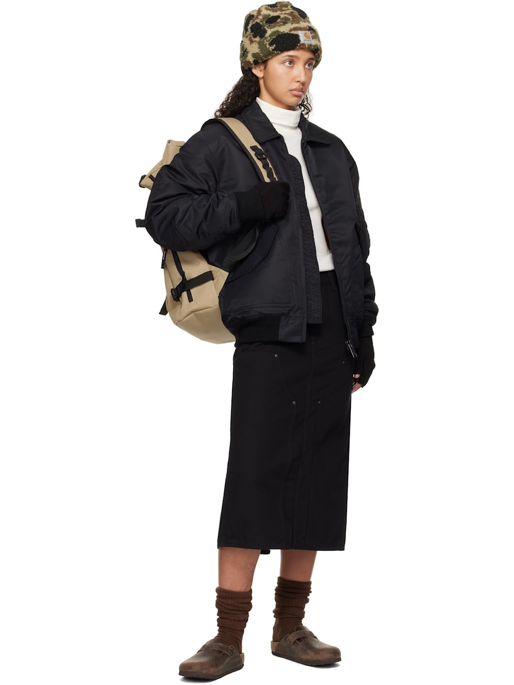 Black Double Knee Midi Skirt - 4