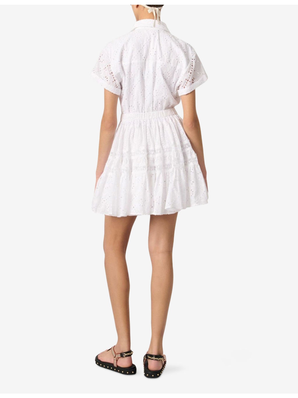Broderie-Anglaise Ruffled-Hem Cotton Mini Dress - 4