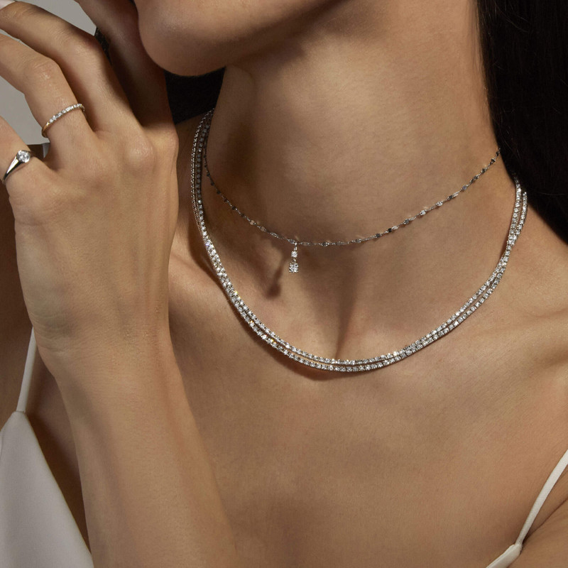 Unflippable Tennis Necklace in White Gold 14
