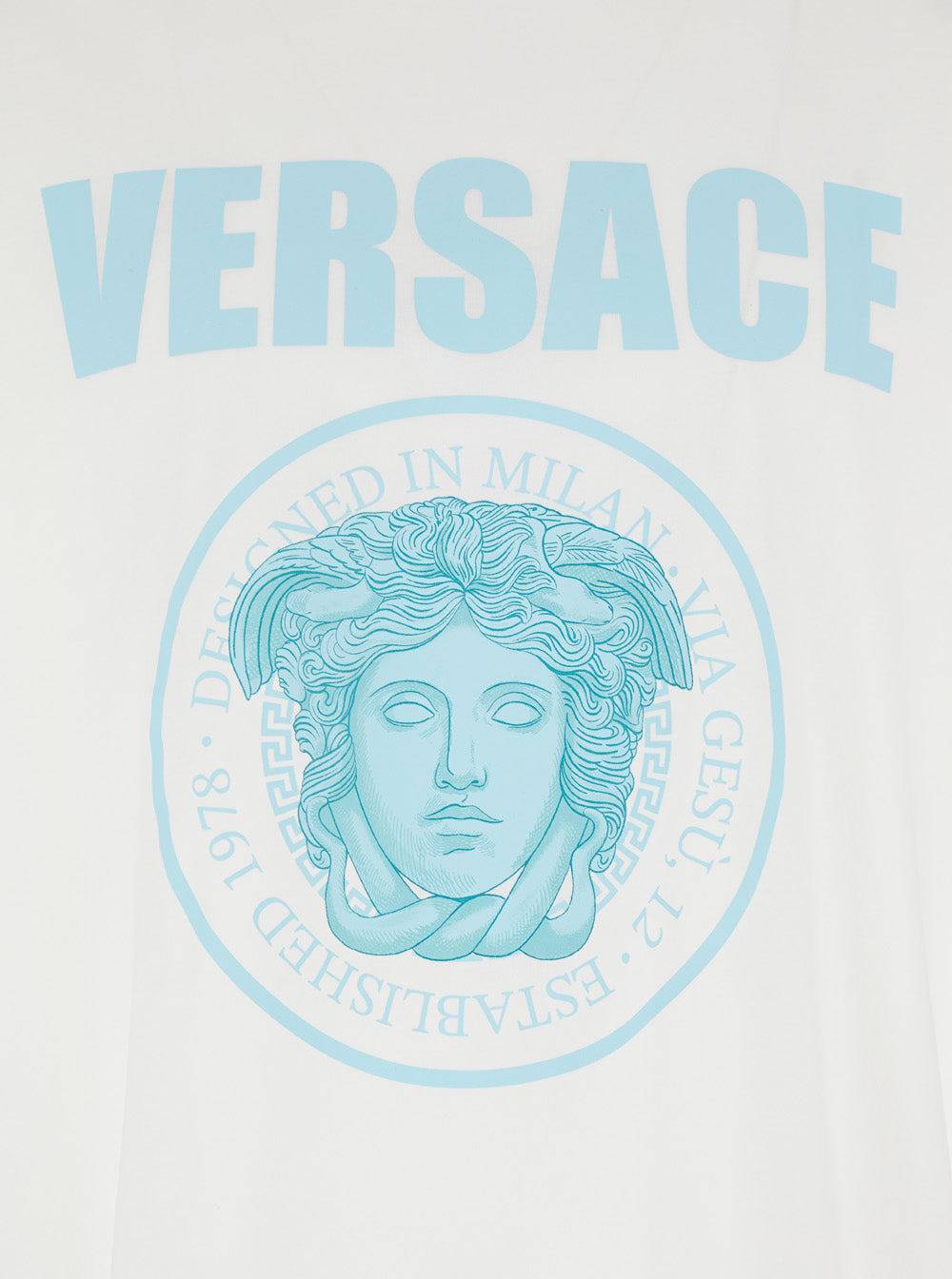 Versace Men White Crewneck T-Shirt With Maxi Logo Print On The Front In Cotton Man - 3