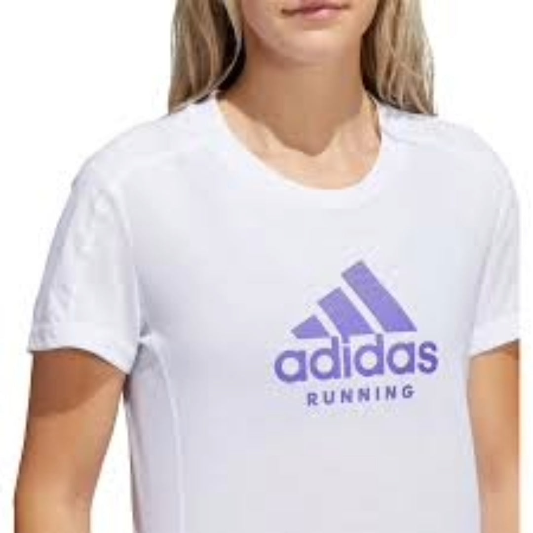 (WMNS) adidas Aeroready Running Logo Graphic T-Shirt Asia Sizing 'White Purple' HA6674 - 3