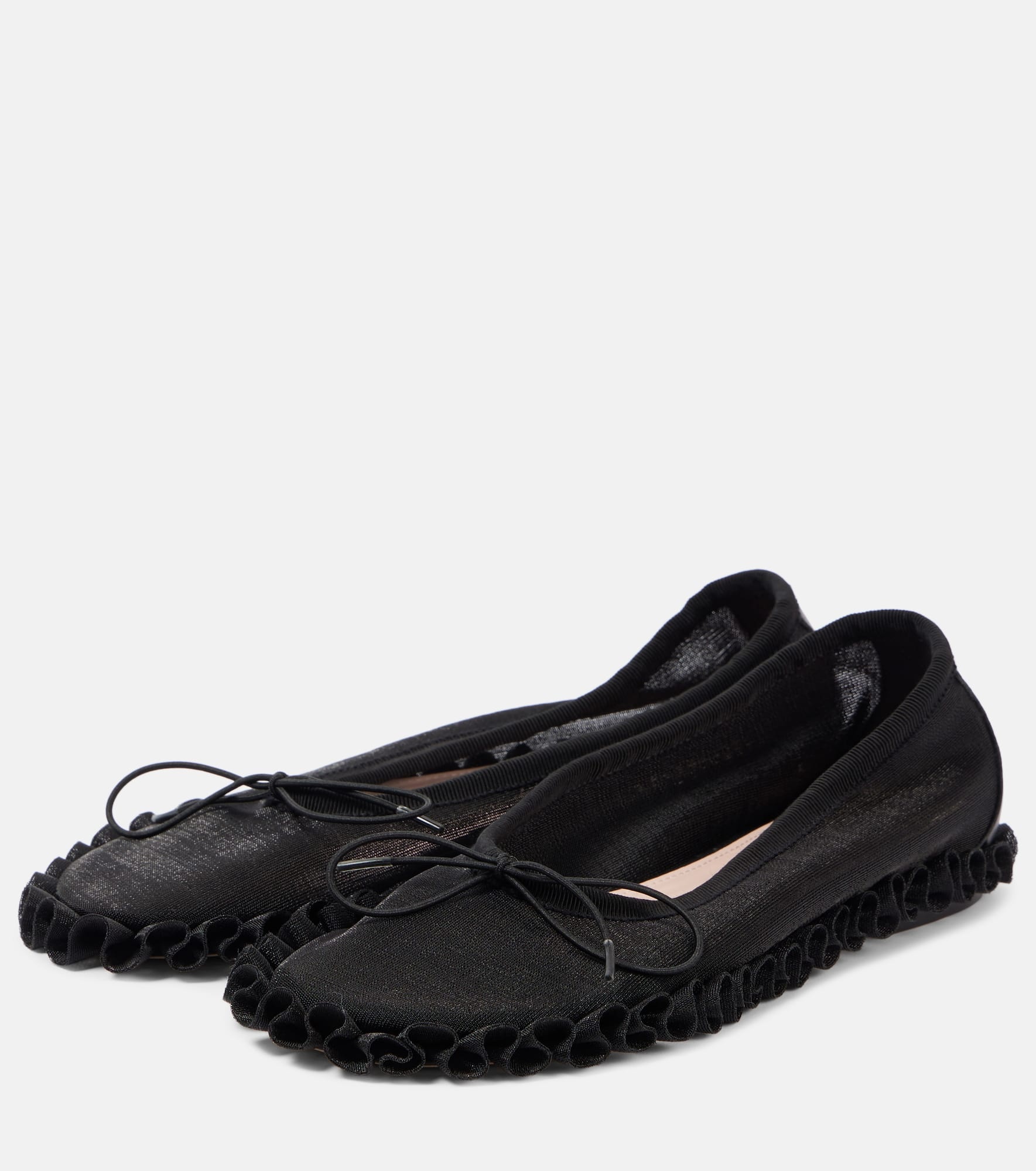 Ruffled mesh ballet flats - 4
