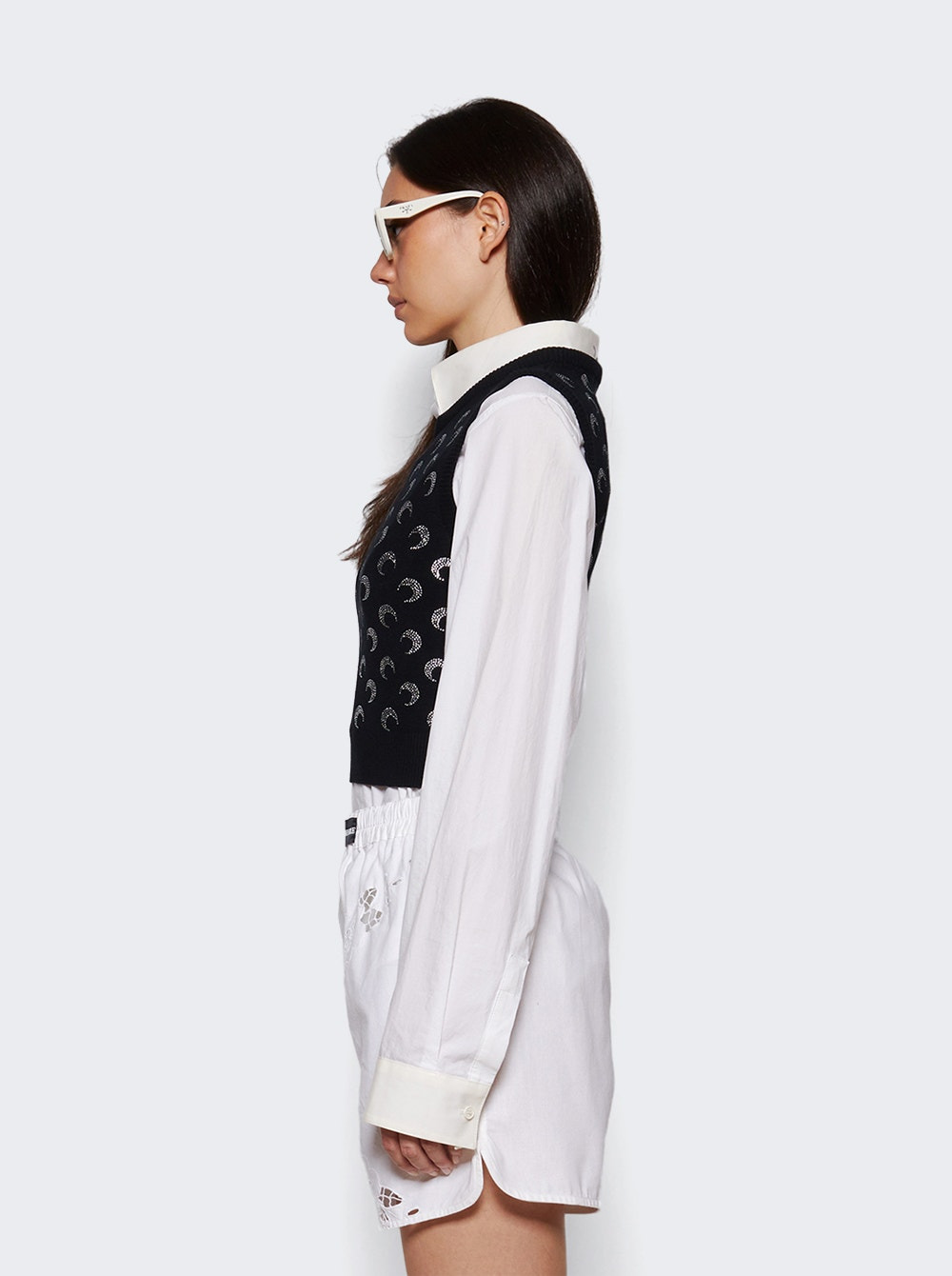 Moon Strass Knit Vest Black - 3