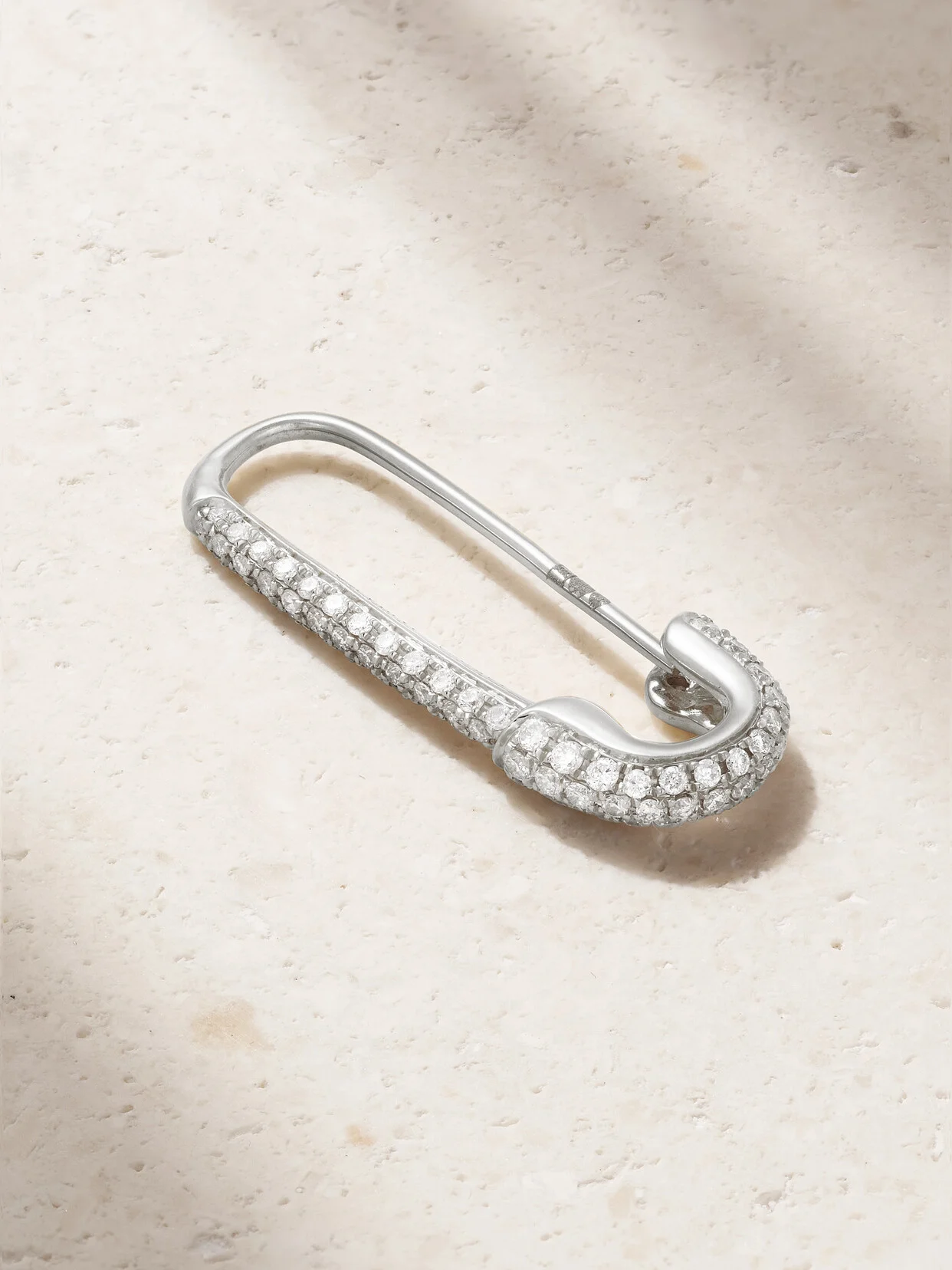 Safety Pin 18-karat White Gold Diamond Single Earring - 1