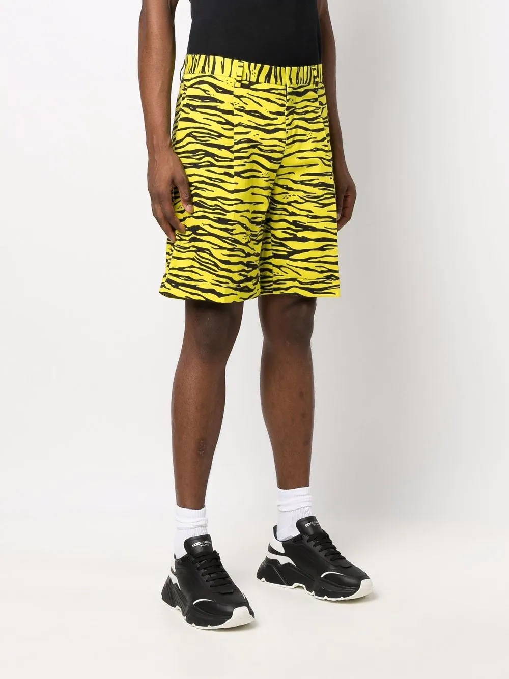 zebra-print track shorts - 3