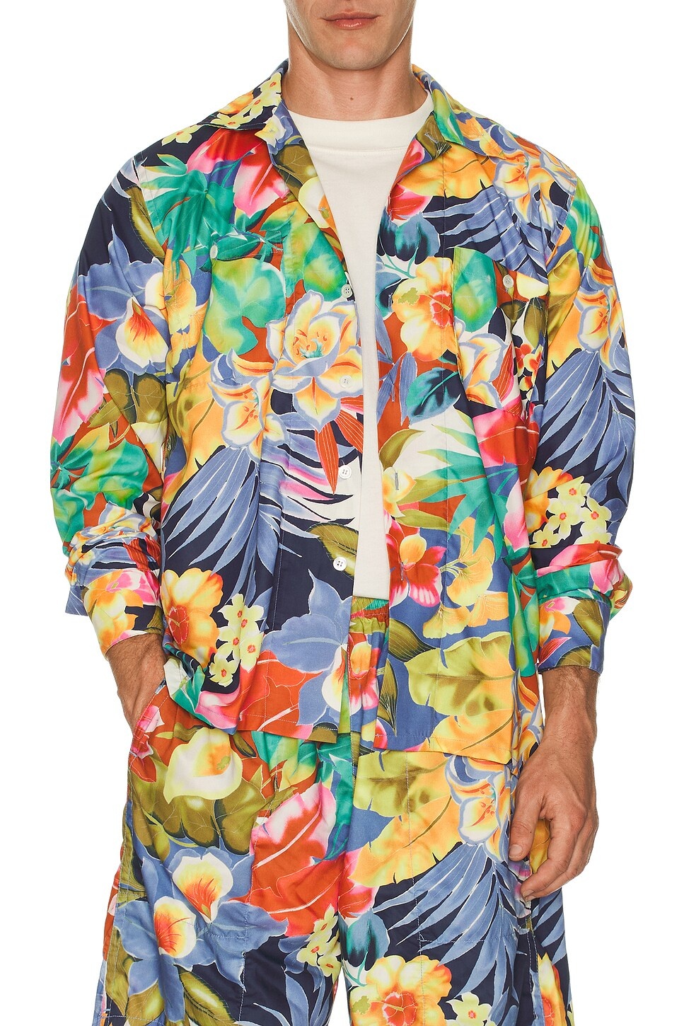 Mil Open Collar Tropical Pattern Print - 3