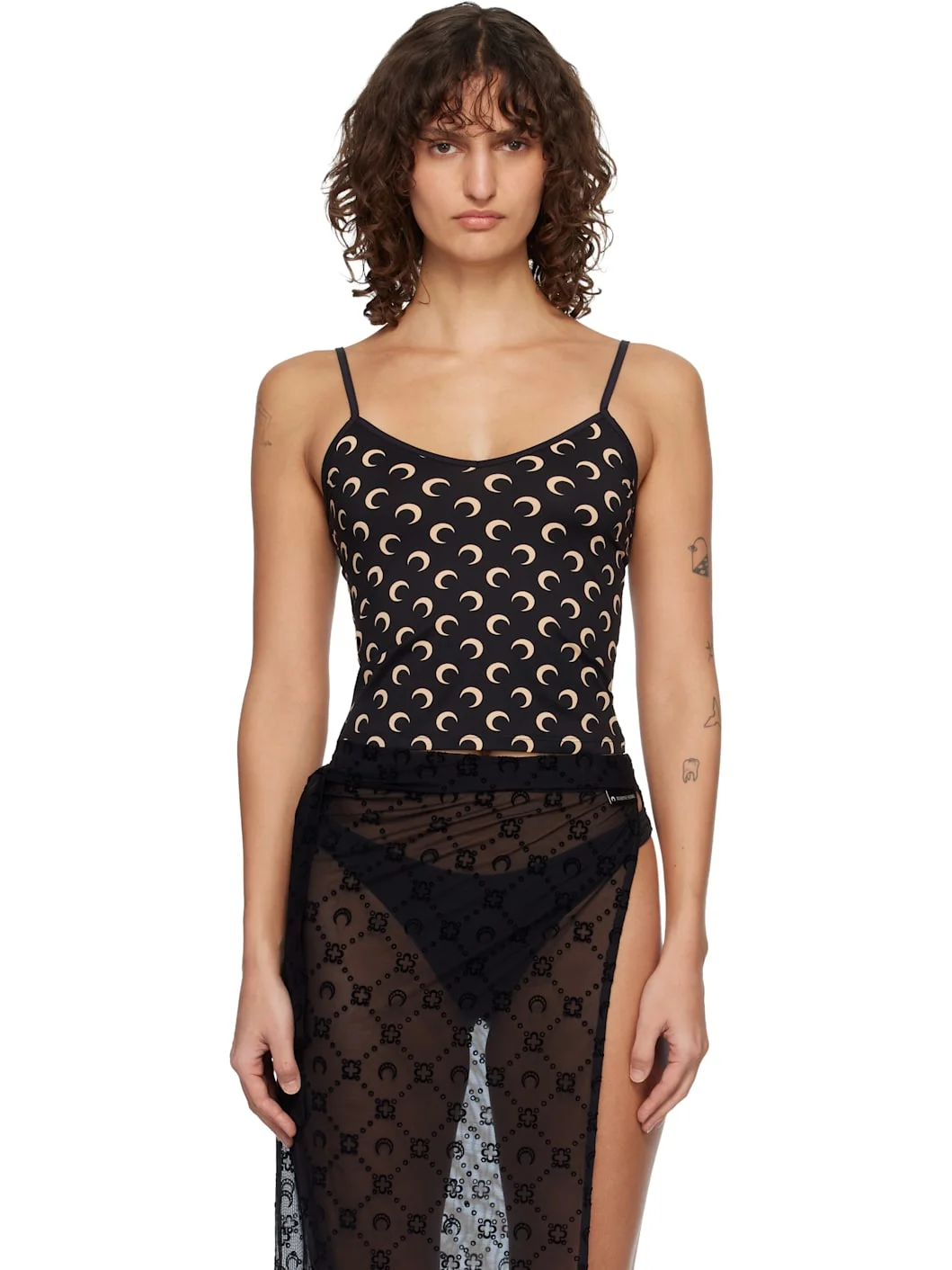 Black Moon Printed Jersey Straps Camisole - 1