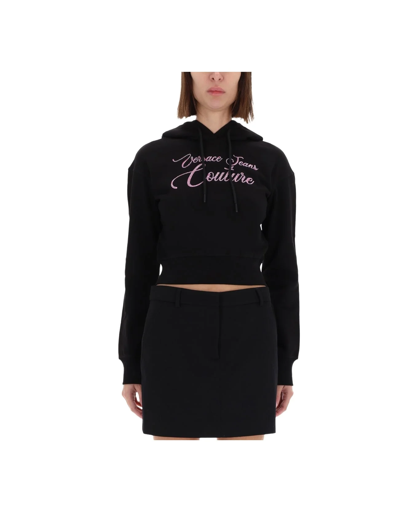 Cropped Sweatshirt With Logo - 1