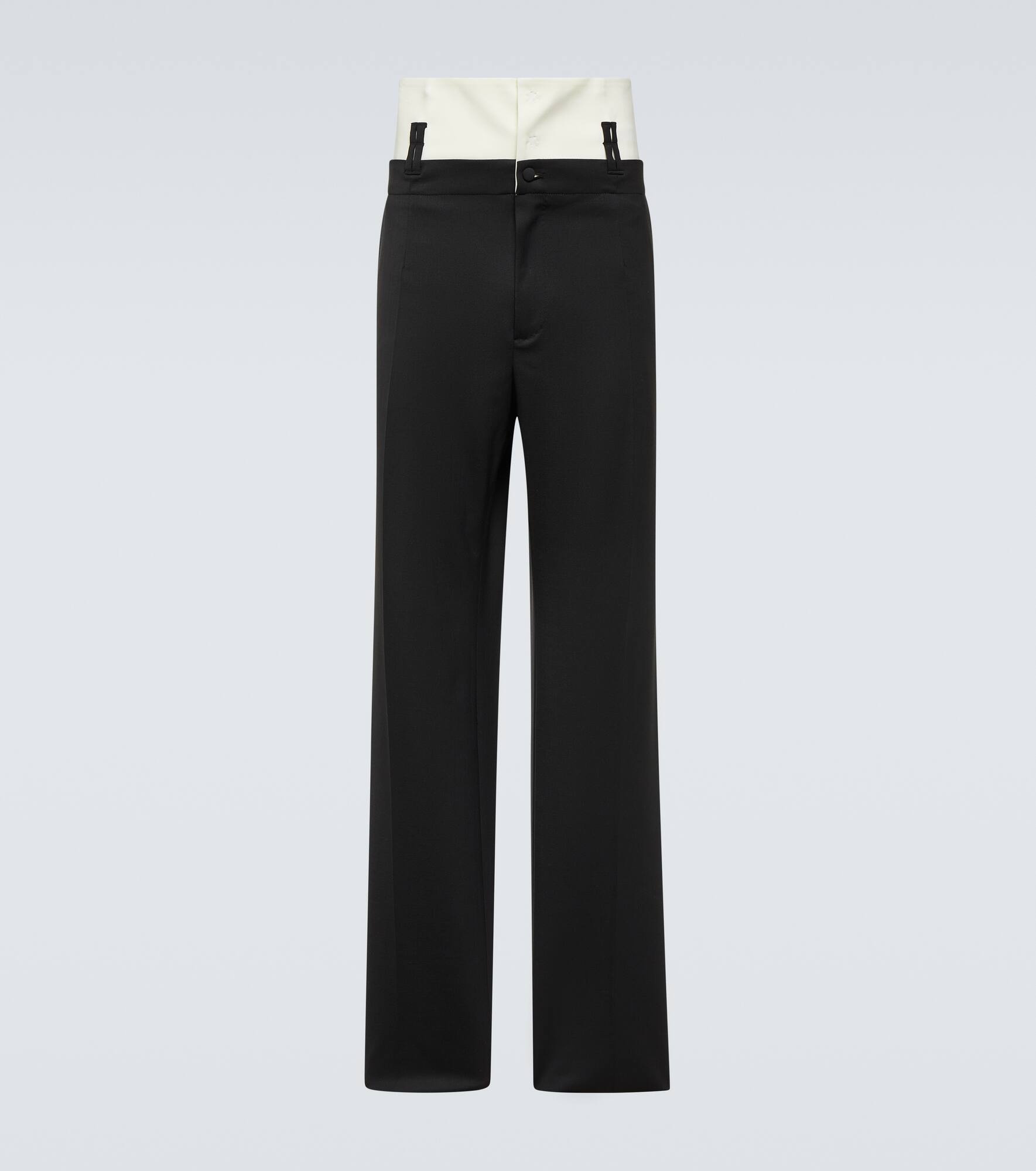 Wool-blend twill straight pants - 1