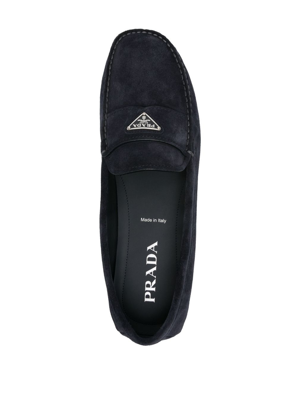 enamel-triangle-logo suede loafers - 4