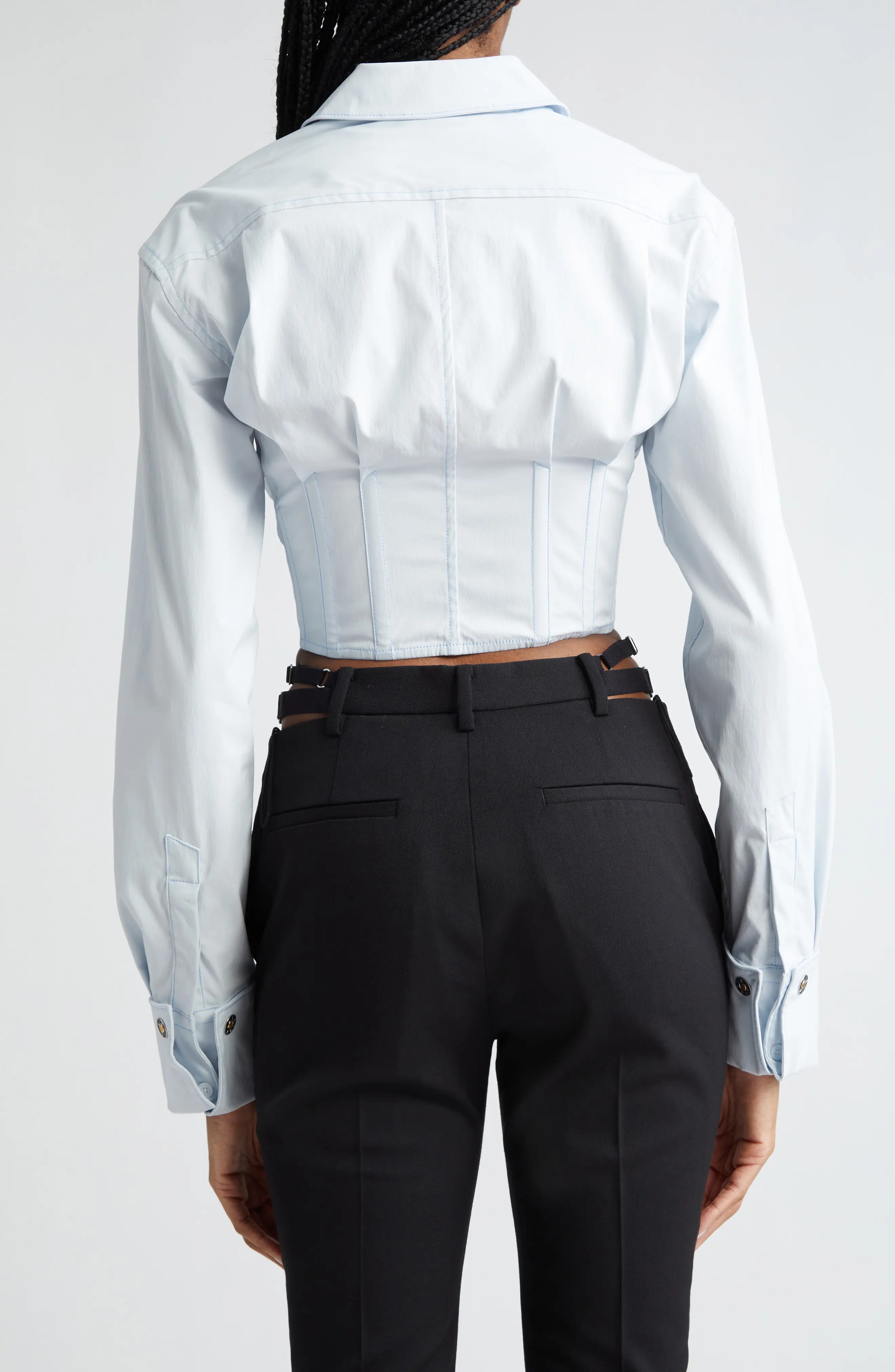 Tuxedo Long Sleeve Corset Shirt - 3