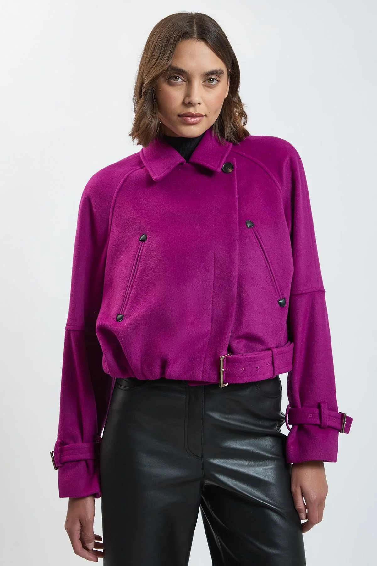Wool Short Trench Coat - 1