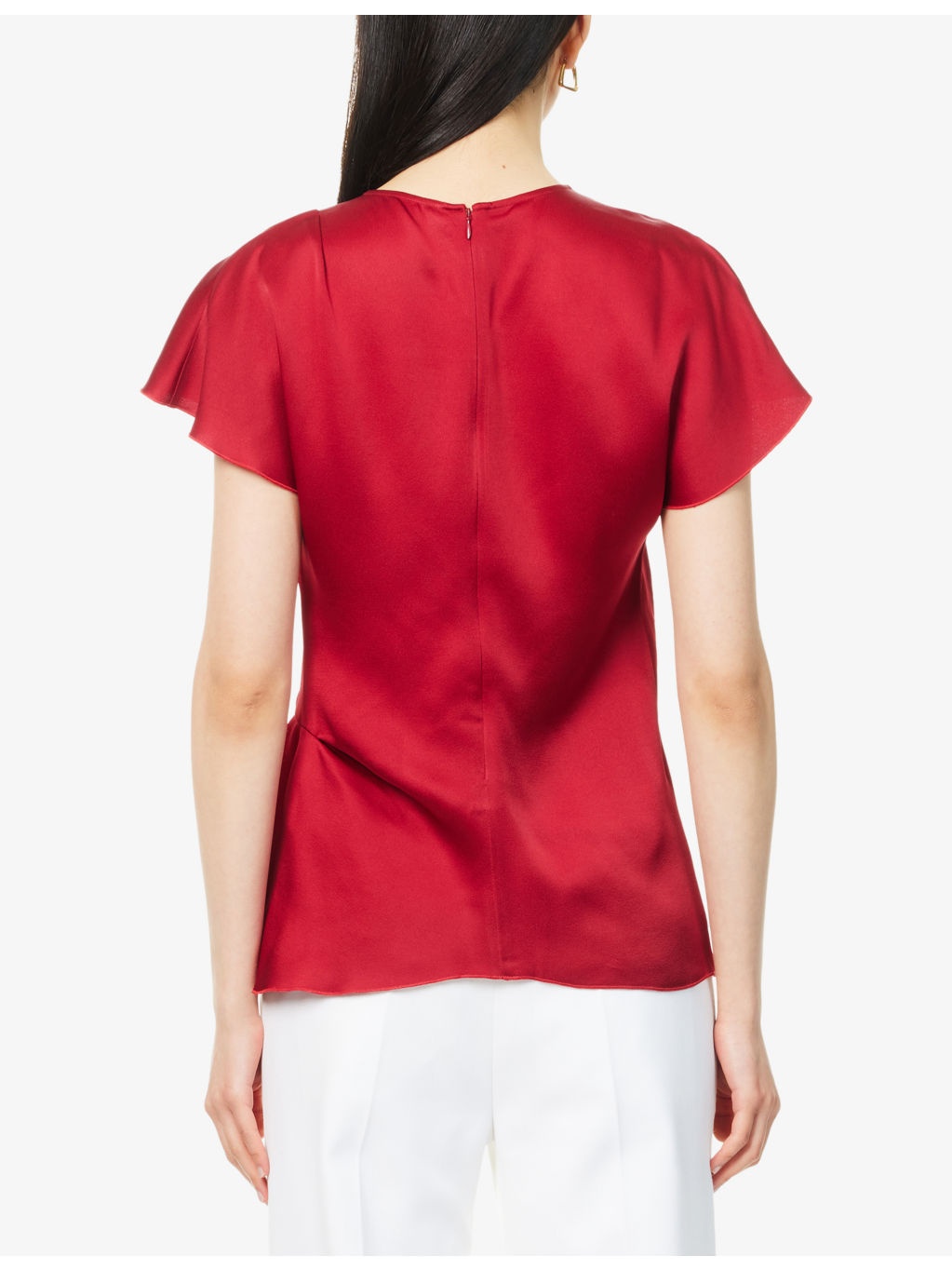 Draped Short-Sleeves Woven Top - 4