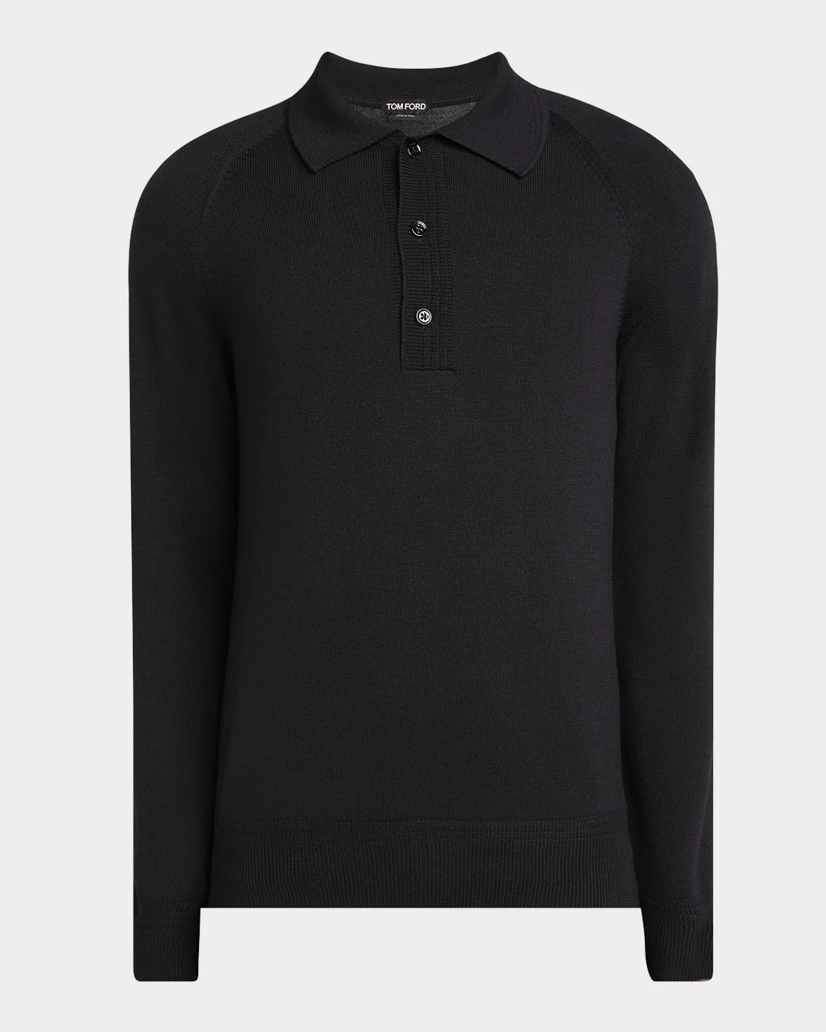 Men's Wool and Silk Raglan Knit Polo Shirt - 1
