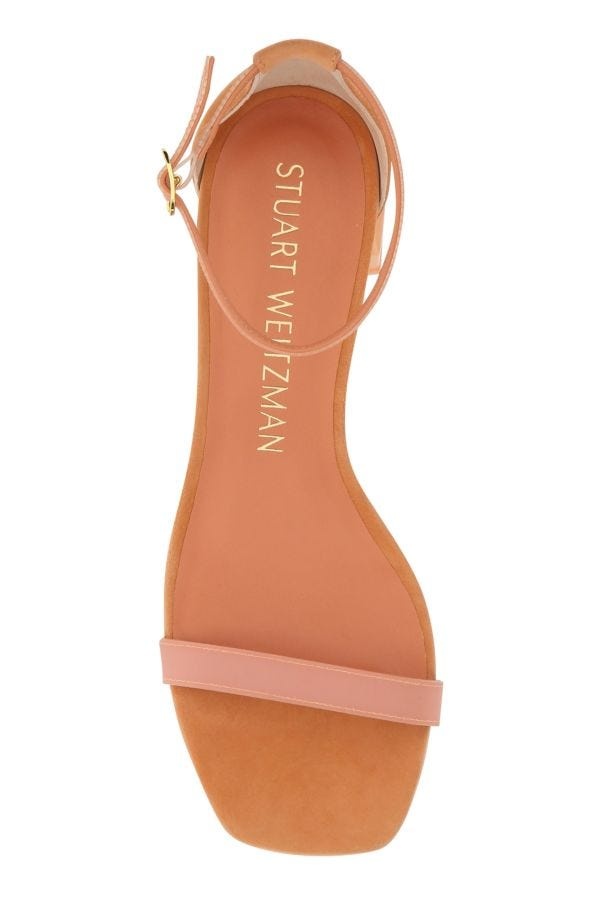 サンダル・ミュール STUART WEITZMAN Peach Suede Lucite Nudistcurve Sandals Stuart Weitzman Peach Suede Lucite Nudistcurve Sandals