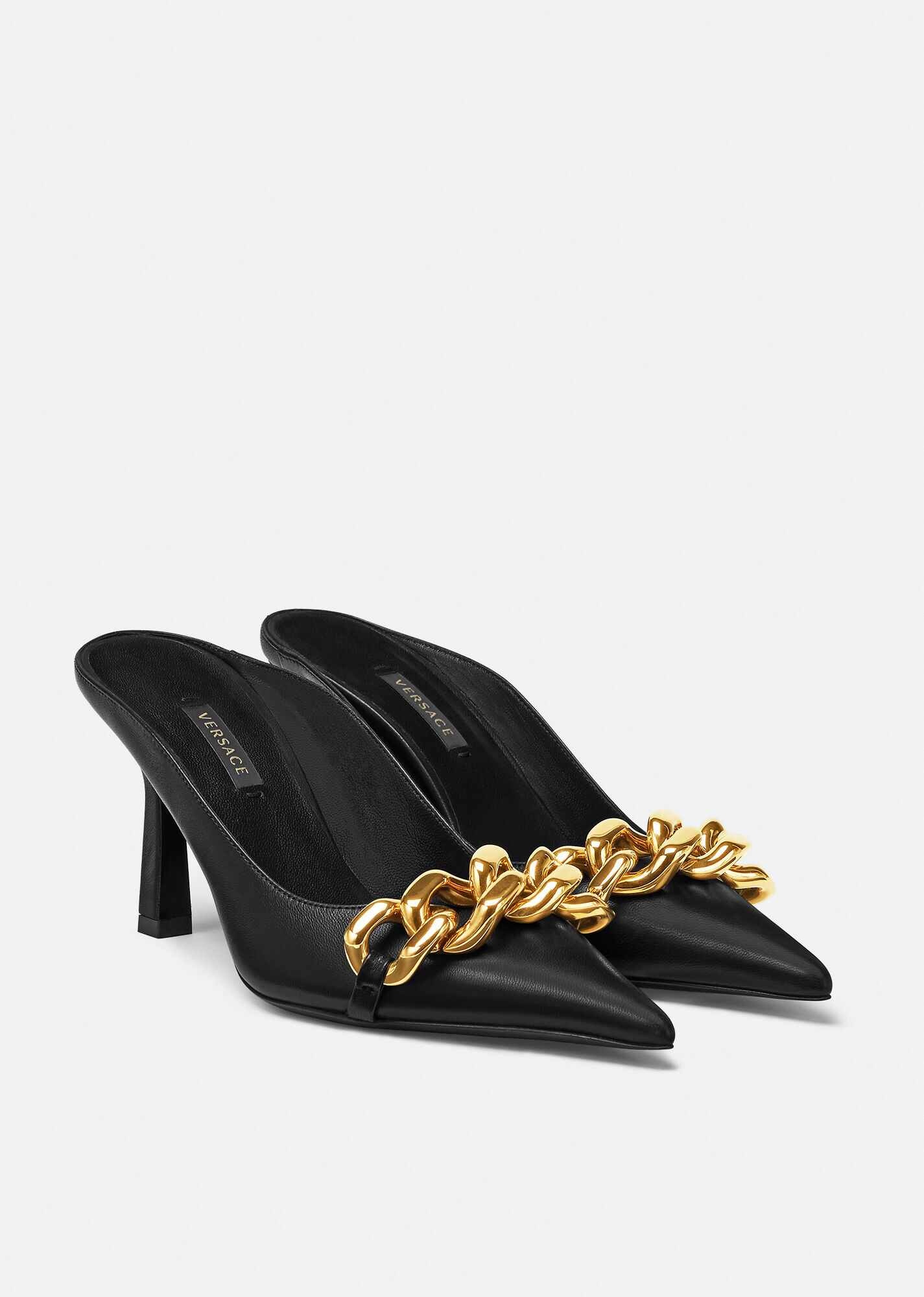 Medusa Chain Nappa Leather Mules - 4