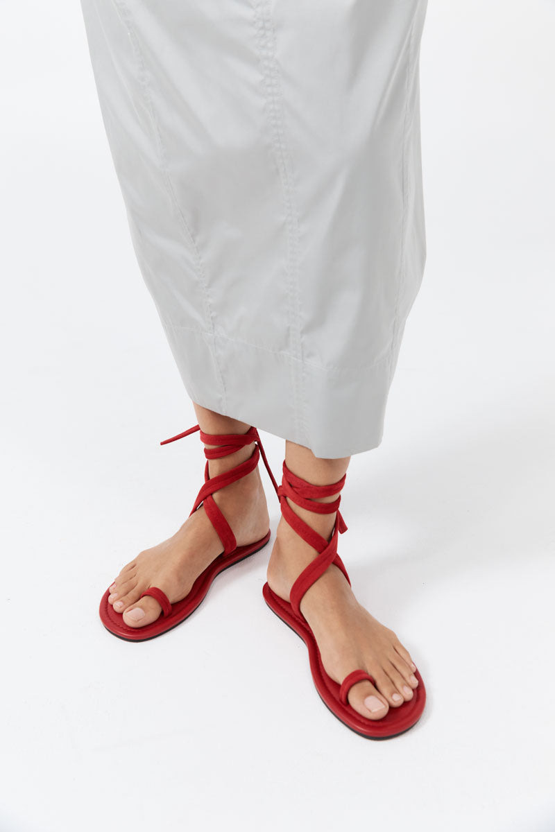 Tie Up Flat - Rosso - 6