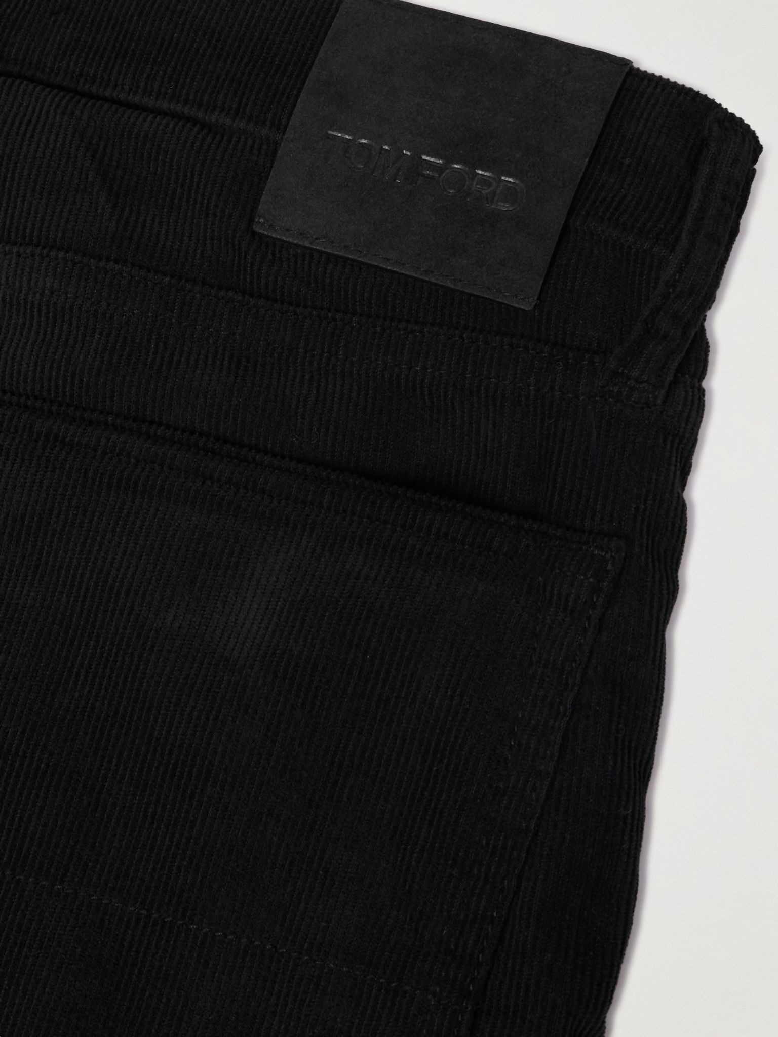 Slim-Fit Straight-Leg Cotton-Blend Corduroy Trousers Black - 4