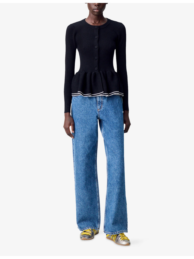 Claudie Pierlot Frill-Trim Slim-Fit Knitted Cardigan outlook