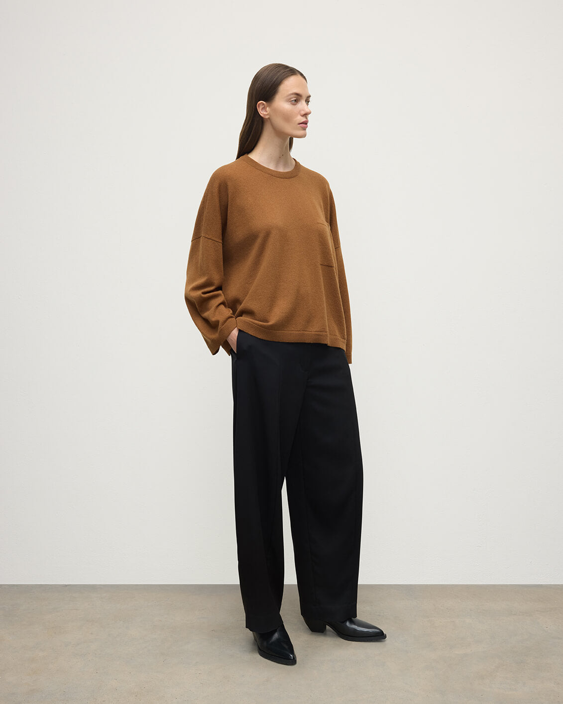 Gauzy Pocket Camel Cashmere Jumper - 3