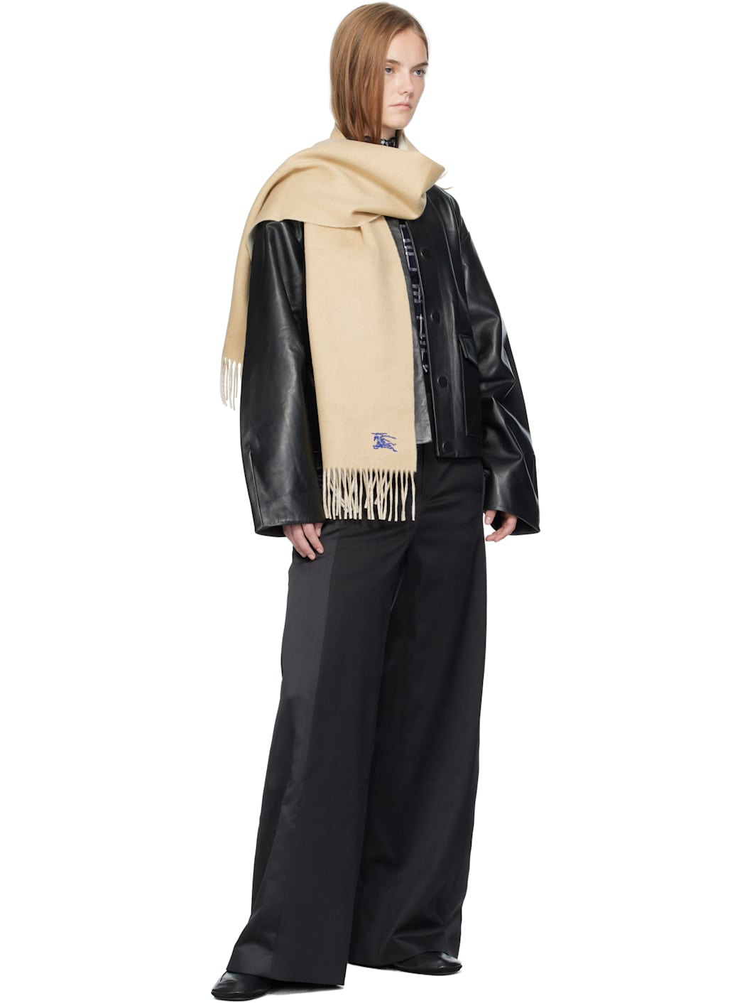 Beige & Off-White Cashmere Scarf - 3