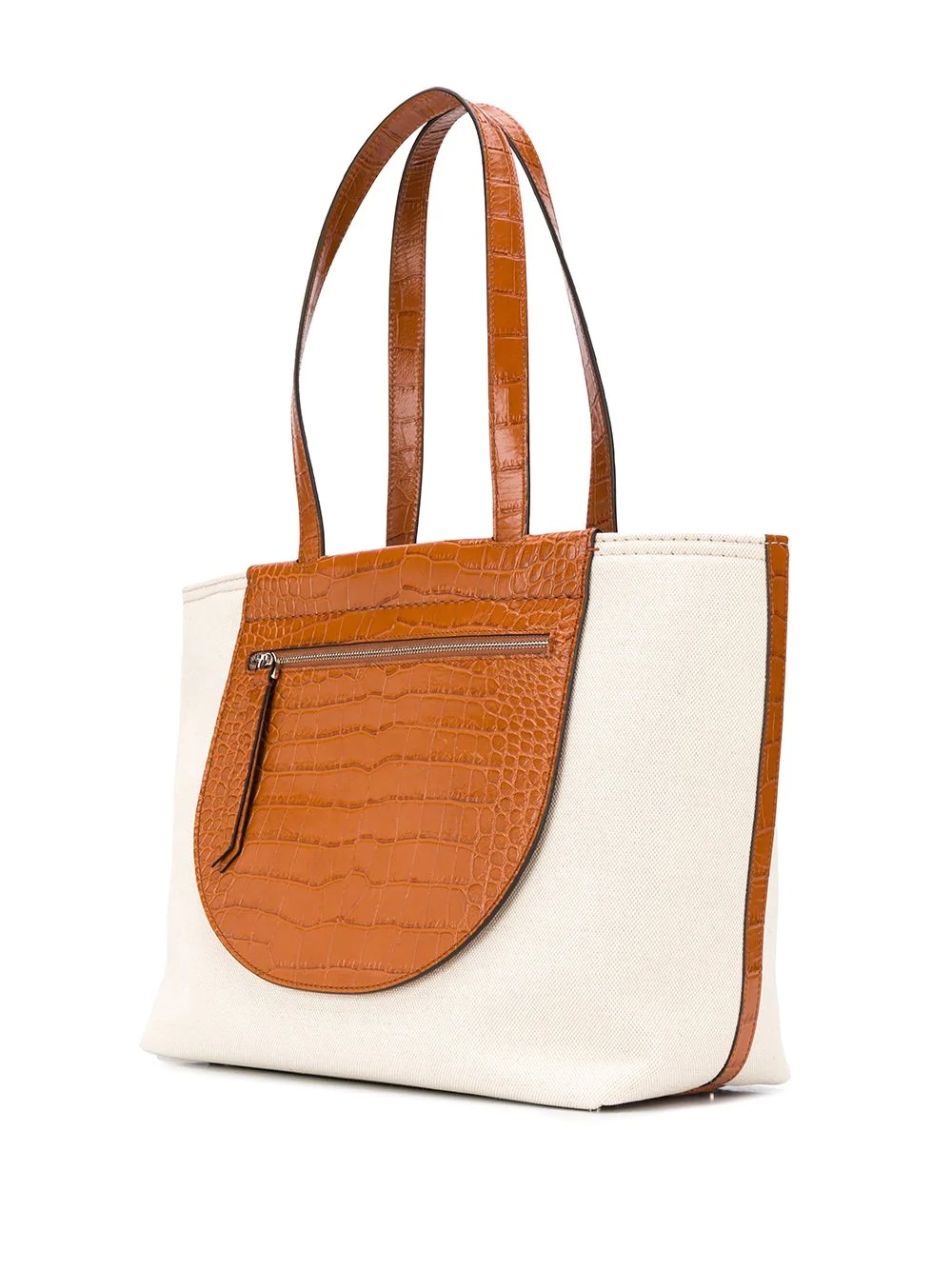 leather panel tote bag - 3