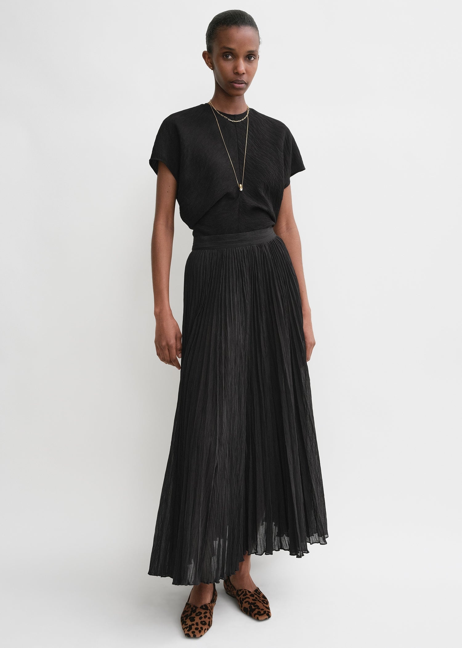 Crinkled plissé skirt black - 2