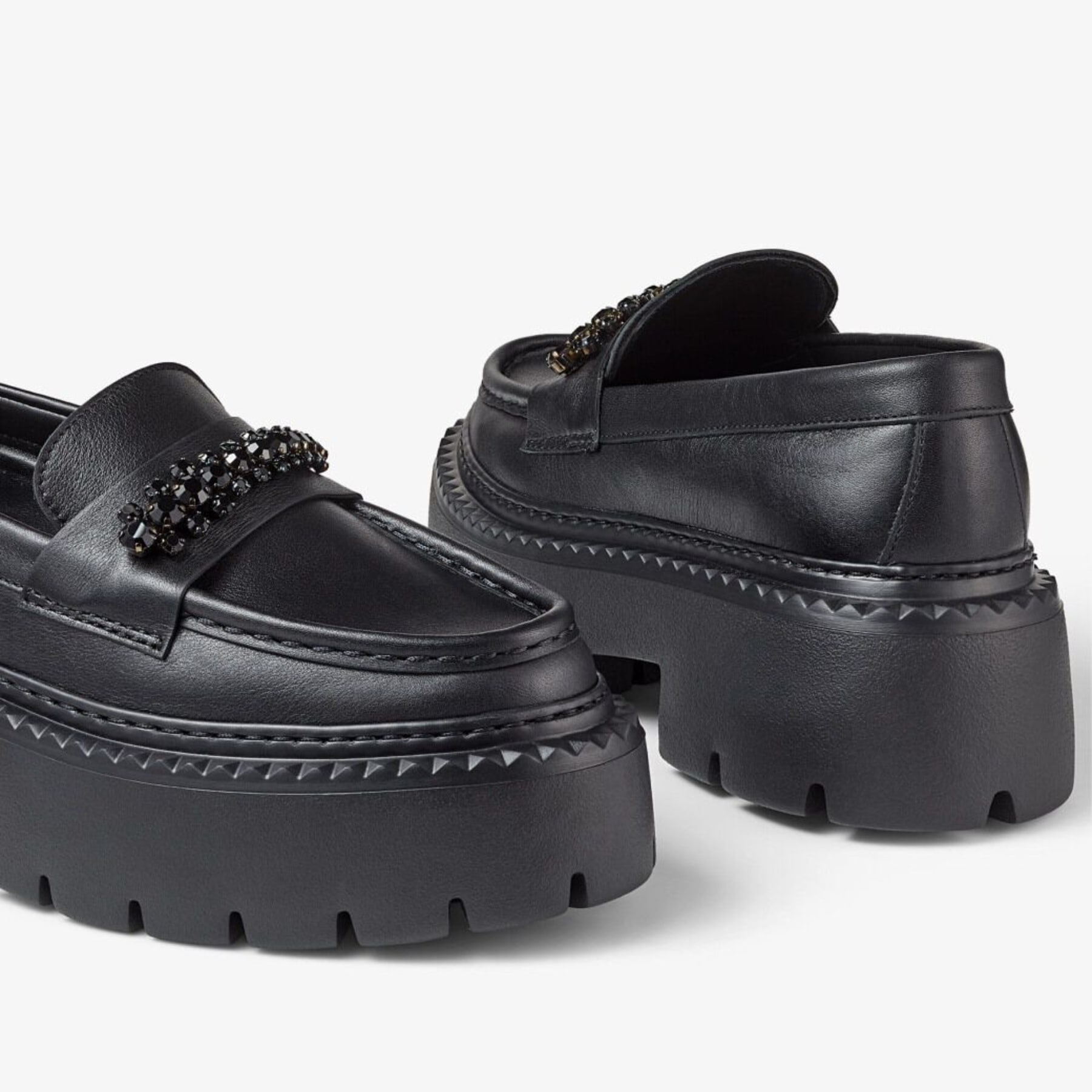 Bryer Loafer Flat
Black Box Calf Leather Loafers with Crystal Embellishment - 4