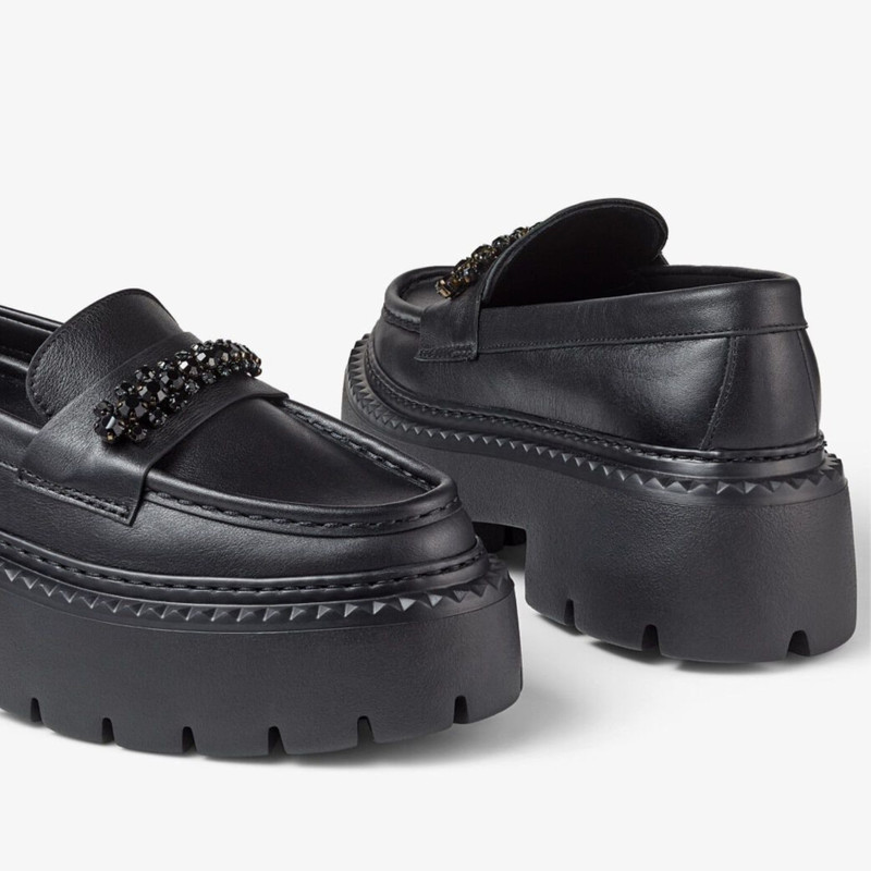 Bryer Loafer Flat
Black Box Calf Leather Loafers with Crystal Embellishment 4