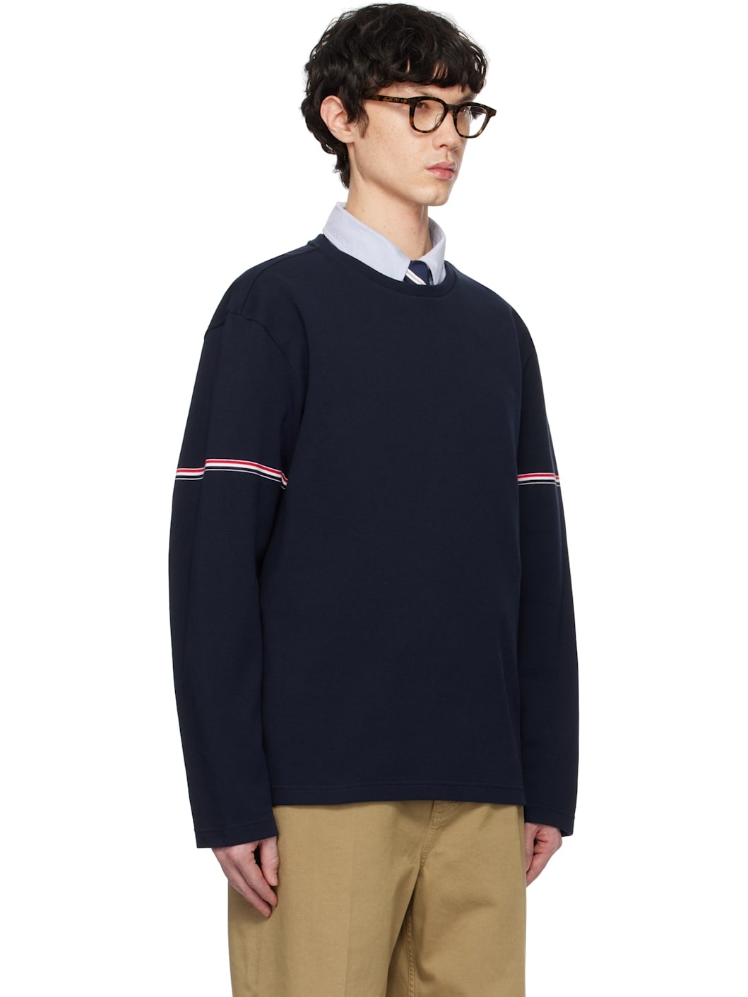 Navy Cotton Rugby Long Sleeve T-shirt - 2