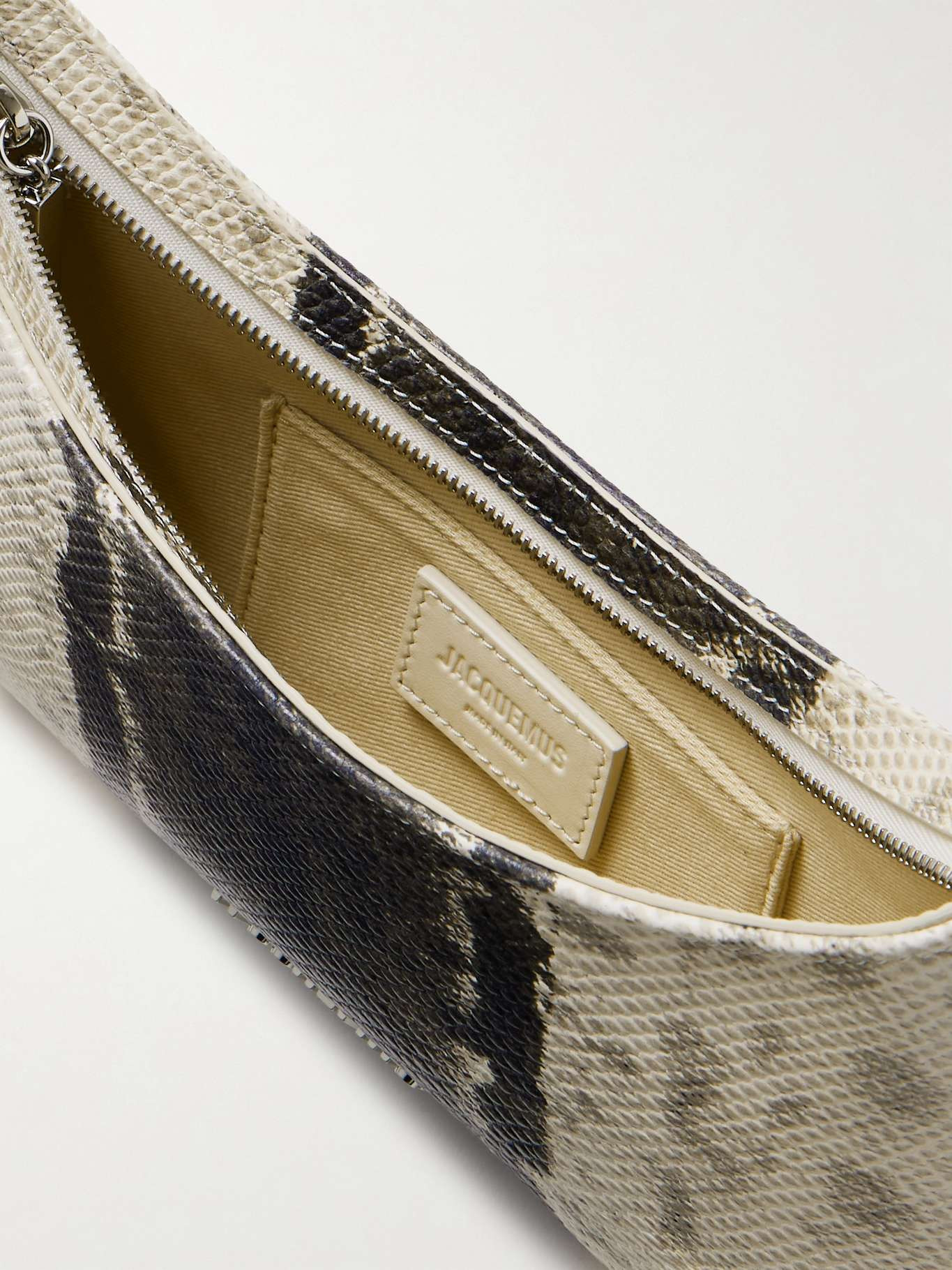 Le Bisou Perle embellished snake-effect leather shoulder bag Beige - 5