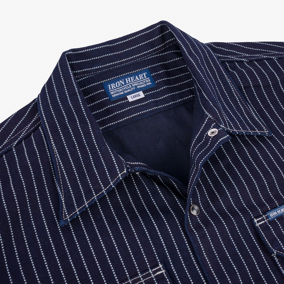 IHSH-416-IND 10oz Wabash Short Sleeved Mechanic Shirt - Indigo - 8