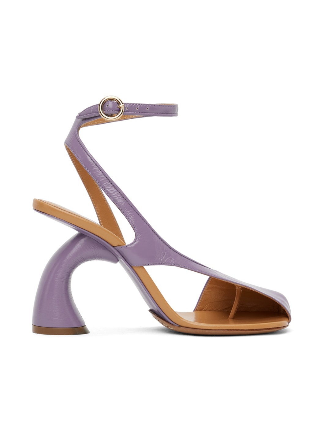 Purple Leather Heeled Sandals - 1