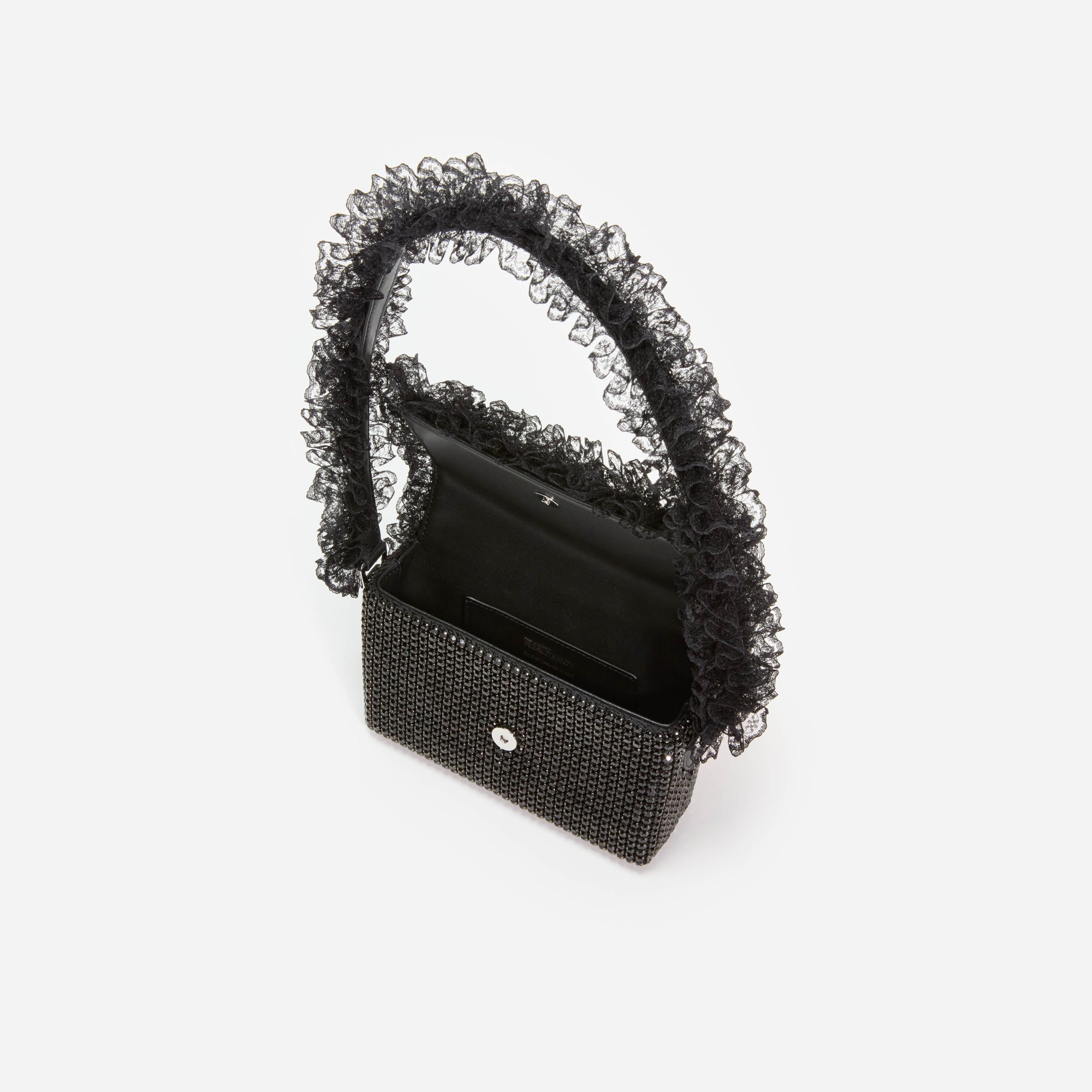 Black Crystal Lace Detail Bag - 4