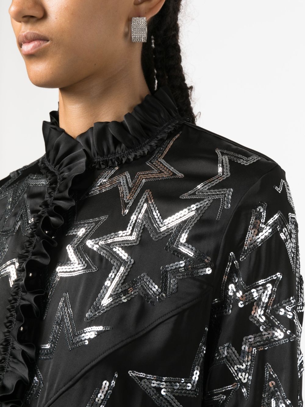 sequin-embellished star shirt - 5