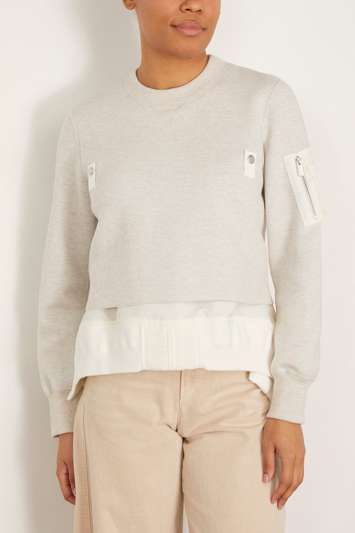 Sponge Sweat Nylon Twill Pullover in Ecru/Off White - 3