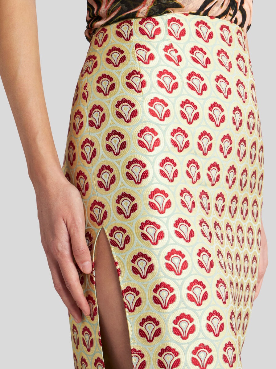 SHINY JACQUARD PENCIL SKIRT - 4