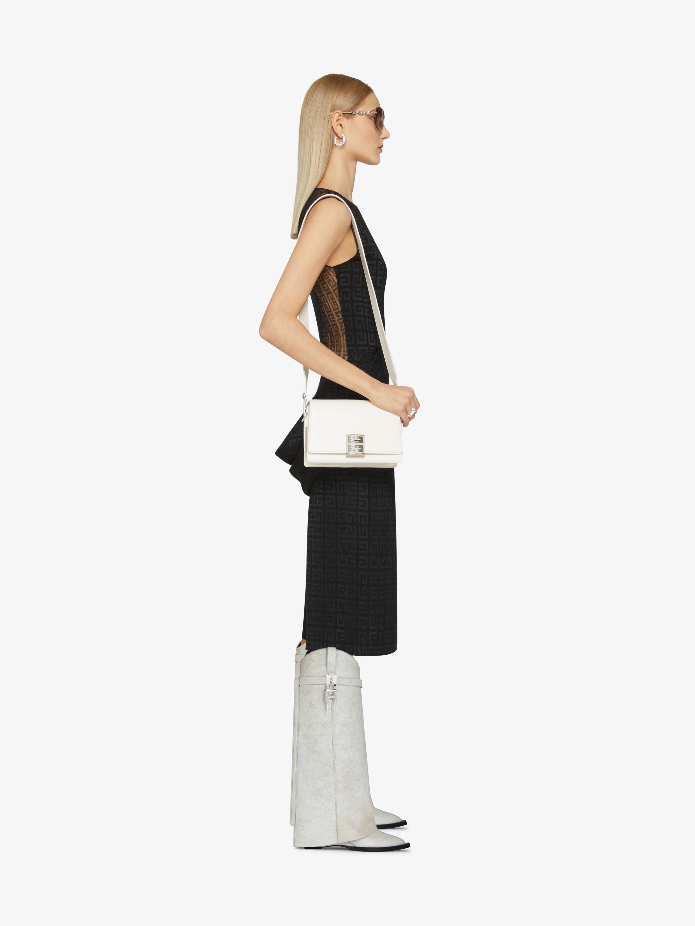 DRESS IN 4G JACQUARD WITH TULLE AND DRAPE - 3