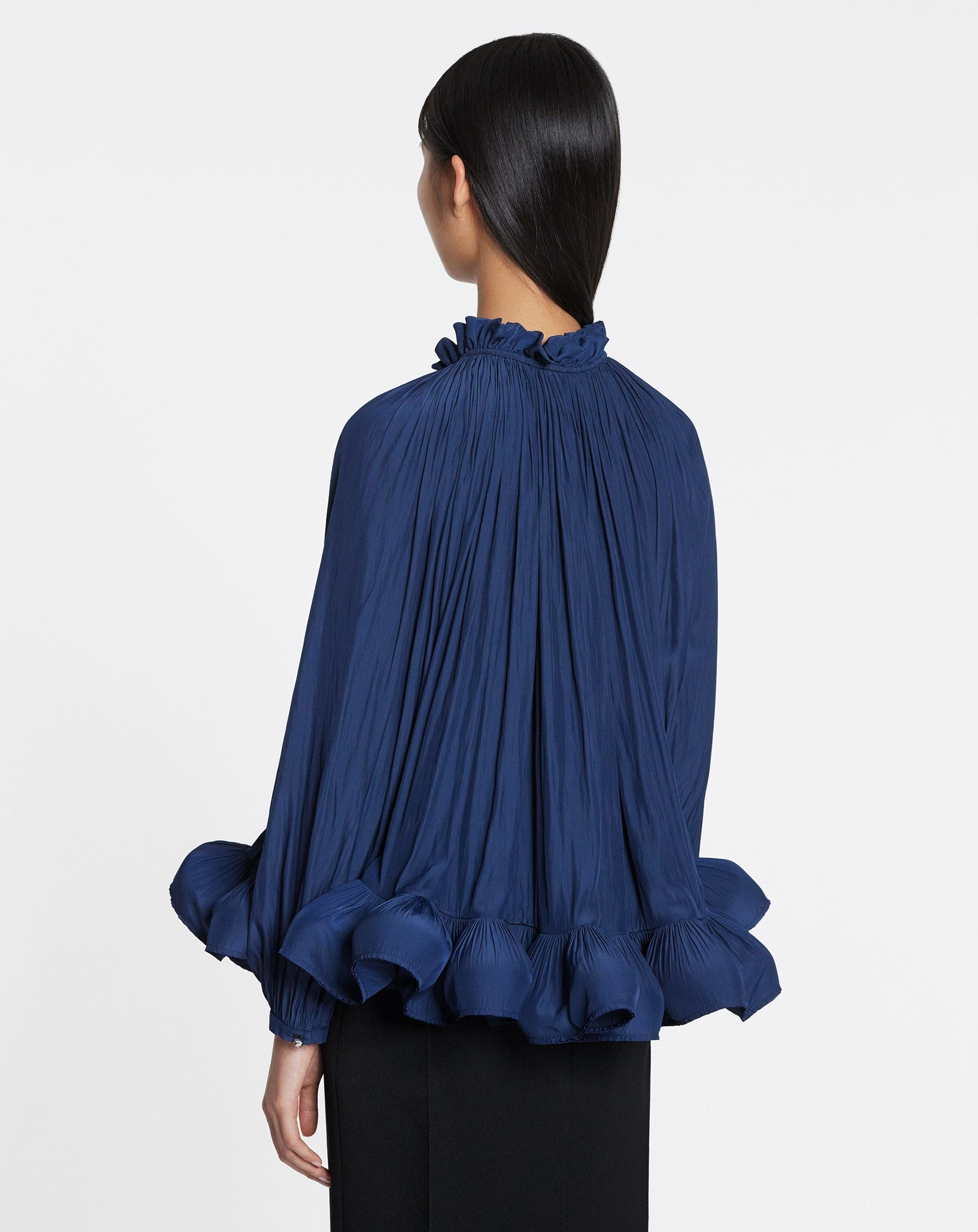 LONG-SLEEVE CHARMEUSE BLOUSE - 5