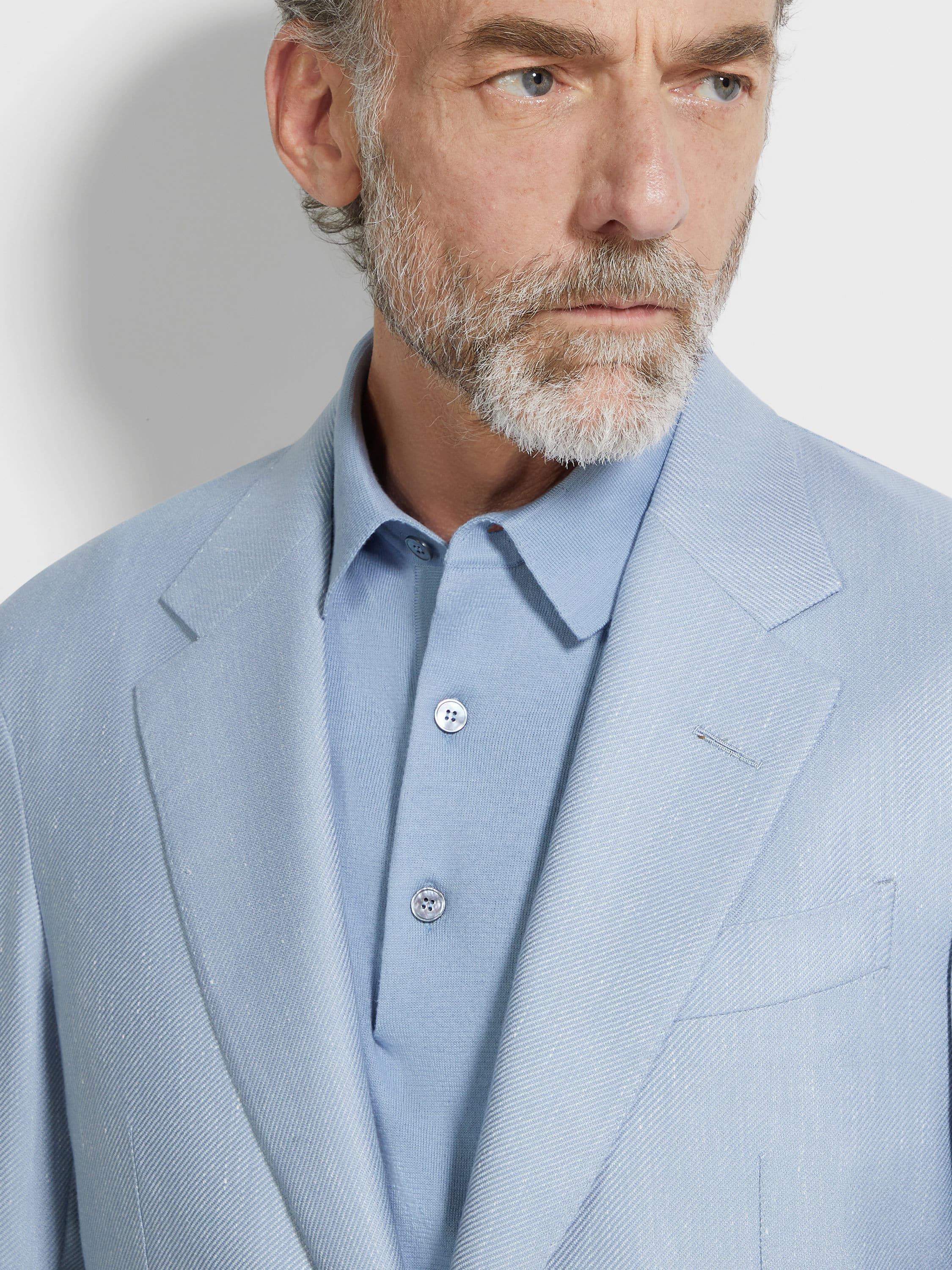 LIGHT BLUE SILK CASHMERE AND LINEN JACKET - 3