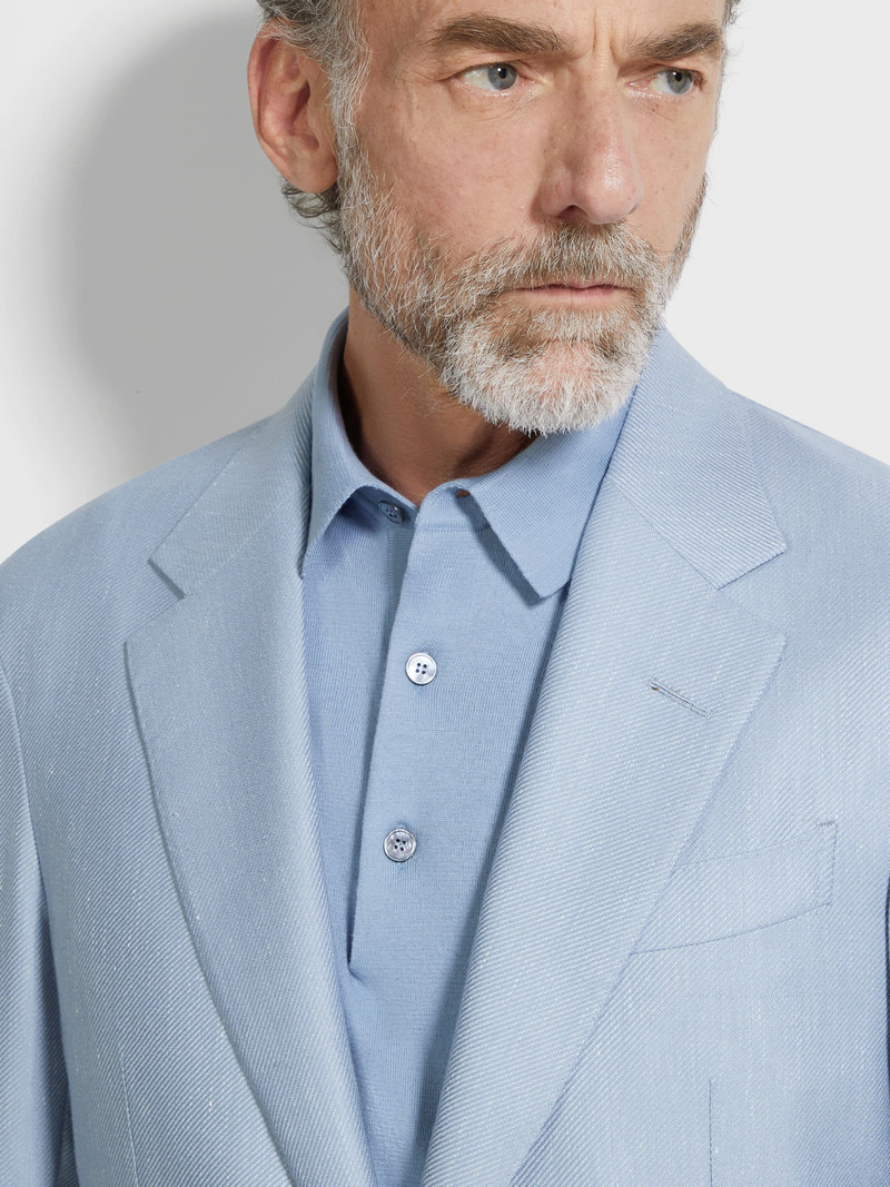 LIGHT BLUE SILK CASHMERE AND LINEN JACKET 3