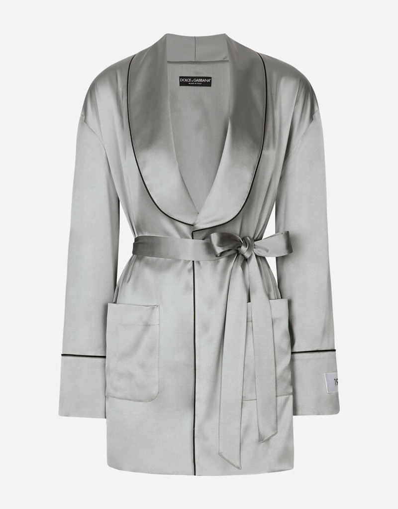 Satin pajama shirt with belt 1