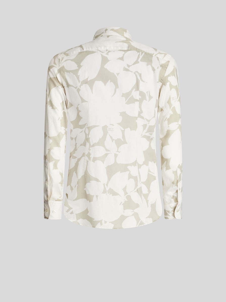 TWO-TONE FLORAL PRINT COTTON SHIRT - 2