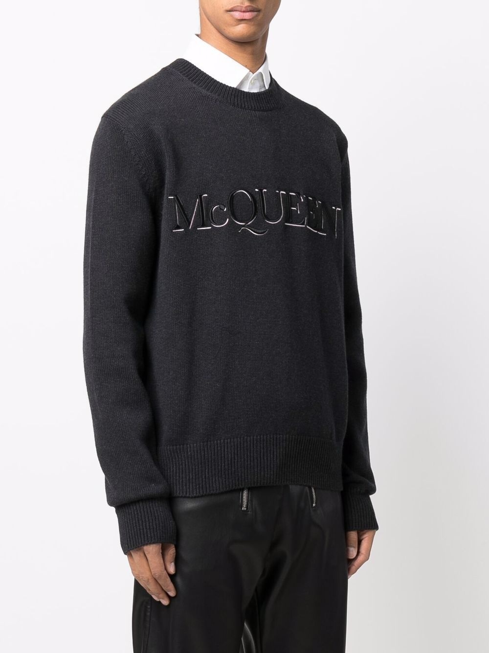 logo-embroidered knitted jumper - 3