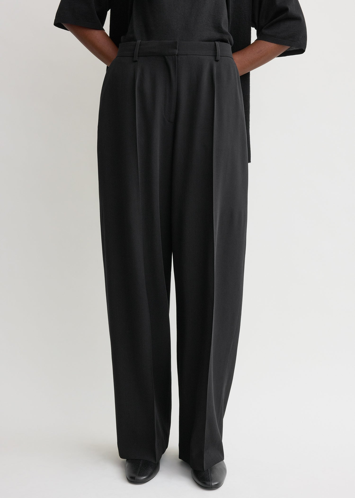 Wide fluid trousers black - 5